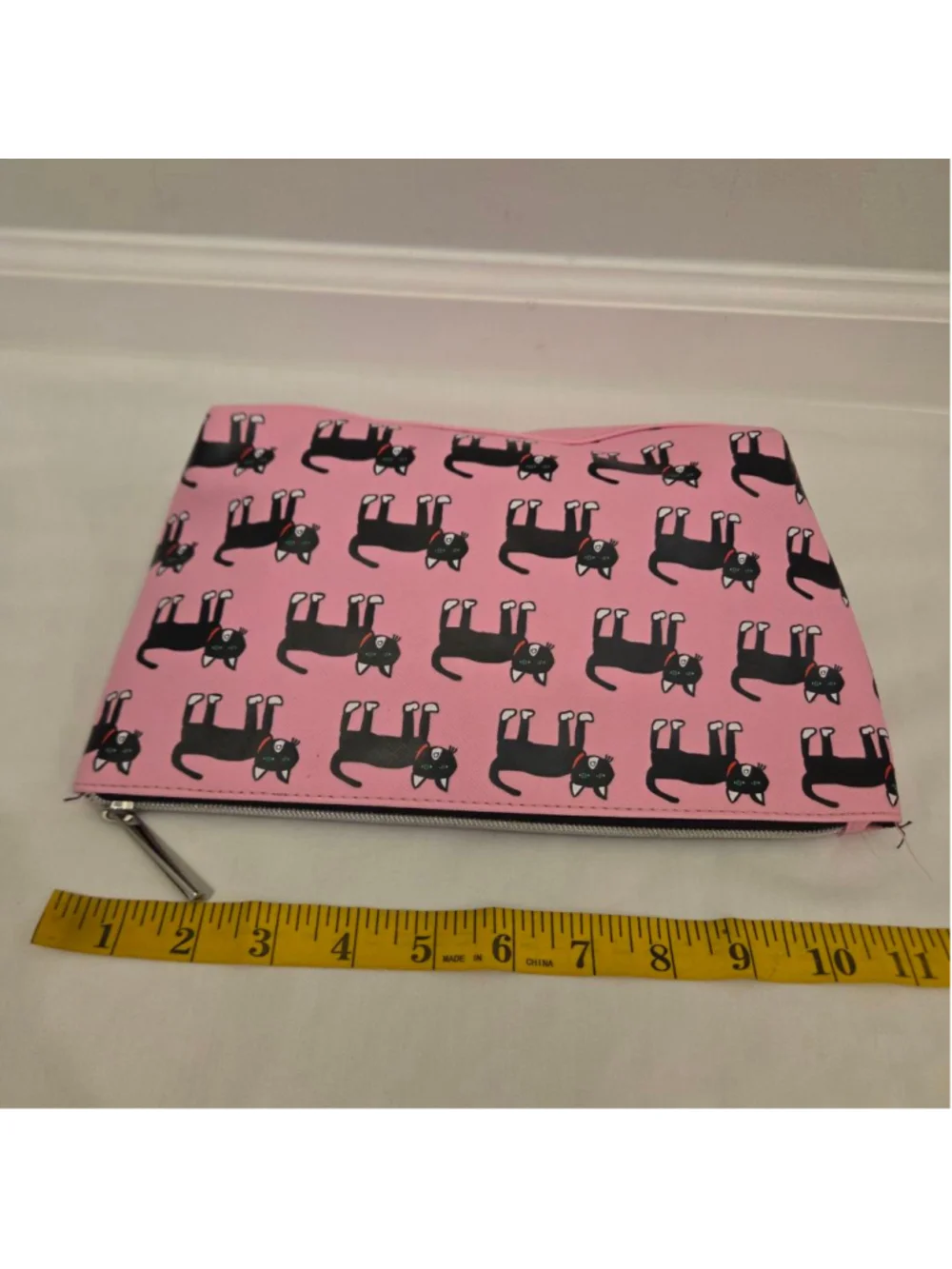 Marc Tetro Pink Black Cat Print Cosmetic Bag